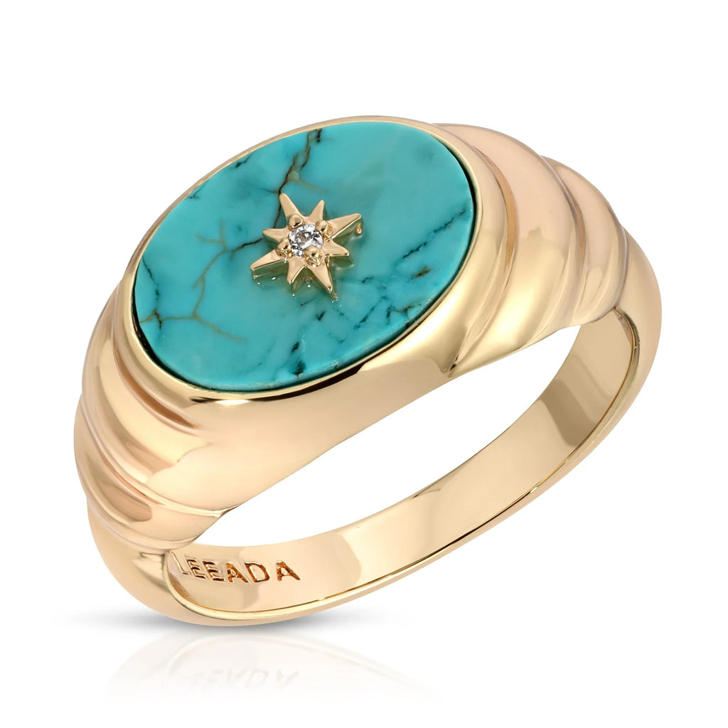 Aurora Signet Ring Rings Leeada Studio Turquoise | #7  