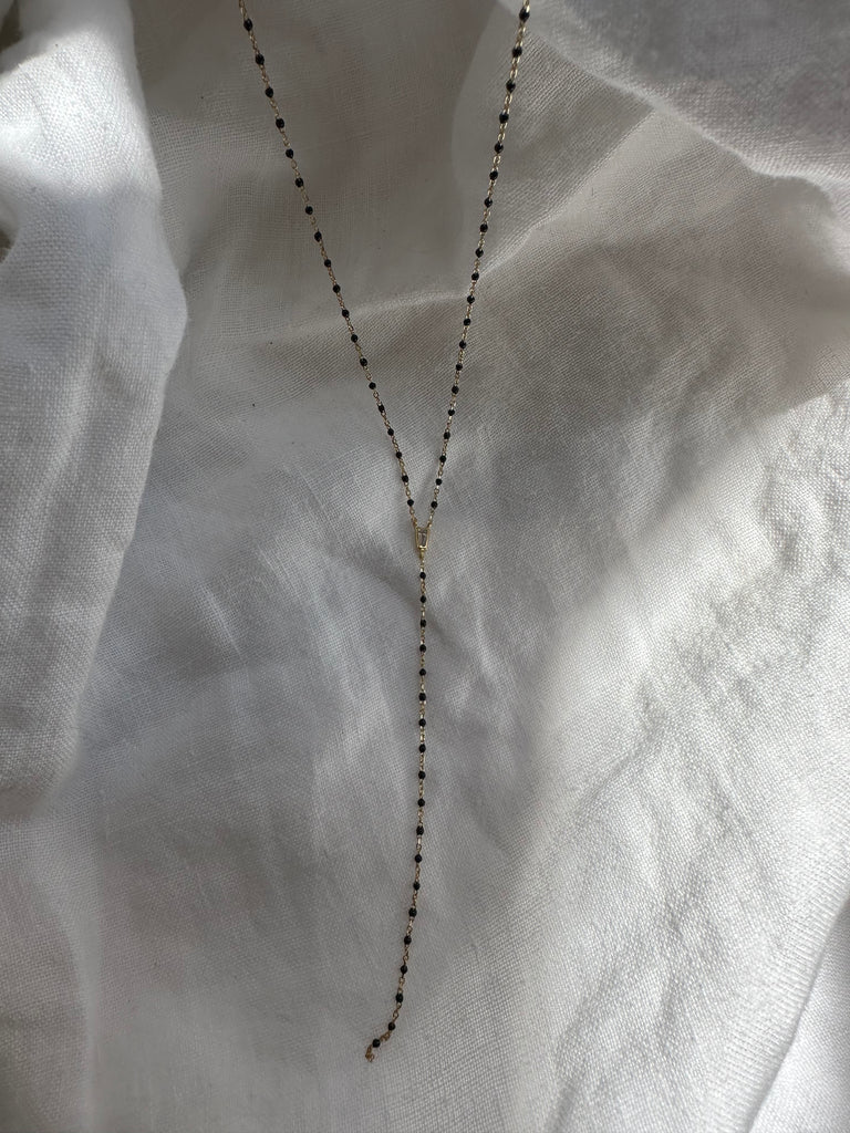 Ellie Lariat Necklace | Enamel Necklaces P&K Gold/Black  