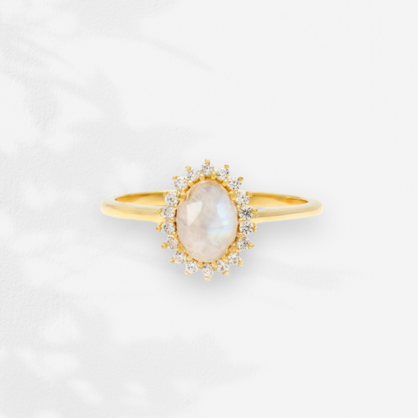 Mini Antiquity Ring | 14K Gold & Moonstone Rings Leah Alexandra   