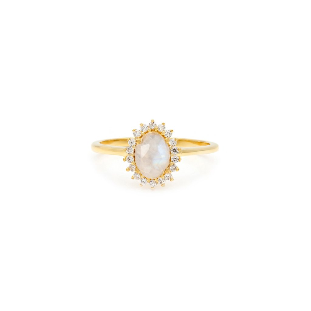 Mini Antiquity Ring | 14K Gold & Moonstone Rings Leah Alexandra 5  
