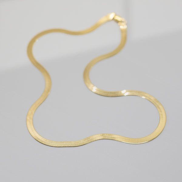 Herringbone Chain Necklace Necklaces P&K Yellow Gold | 16"  