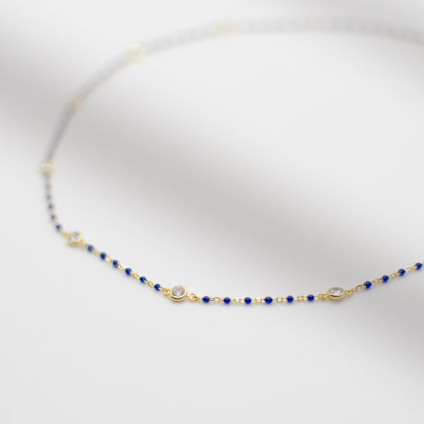 Elsie Beaded Choker Necklace | Enamel Necklaces P&K Navy  