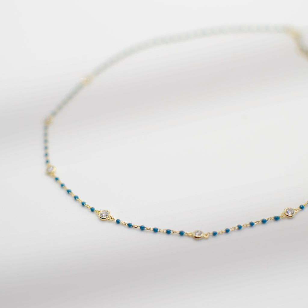 Elsie Beaded Choker Necklace | Enamel Necklaces P&K Turquoise  