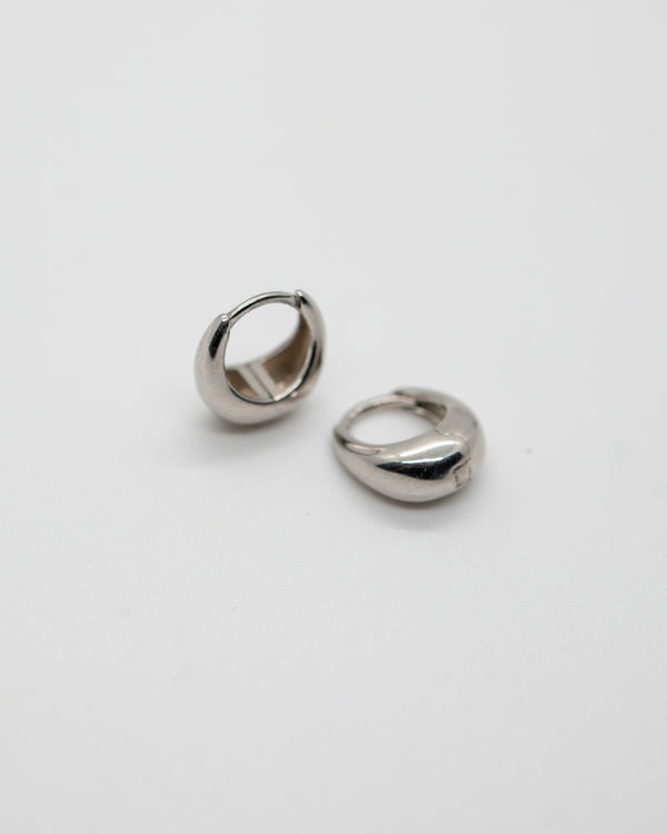 Tiny Thick Huggies Earrings P&K Silver  
