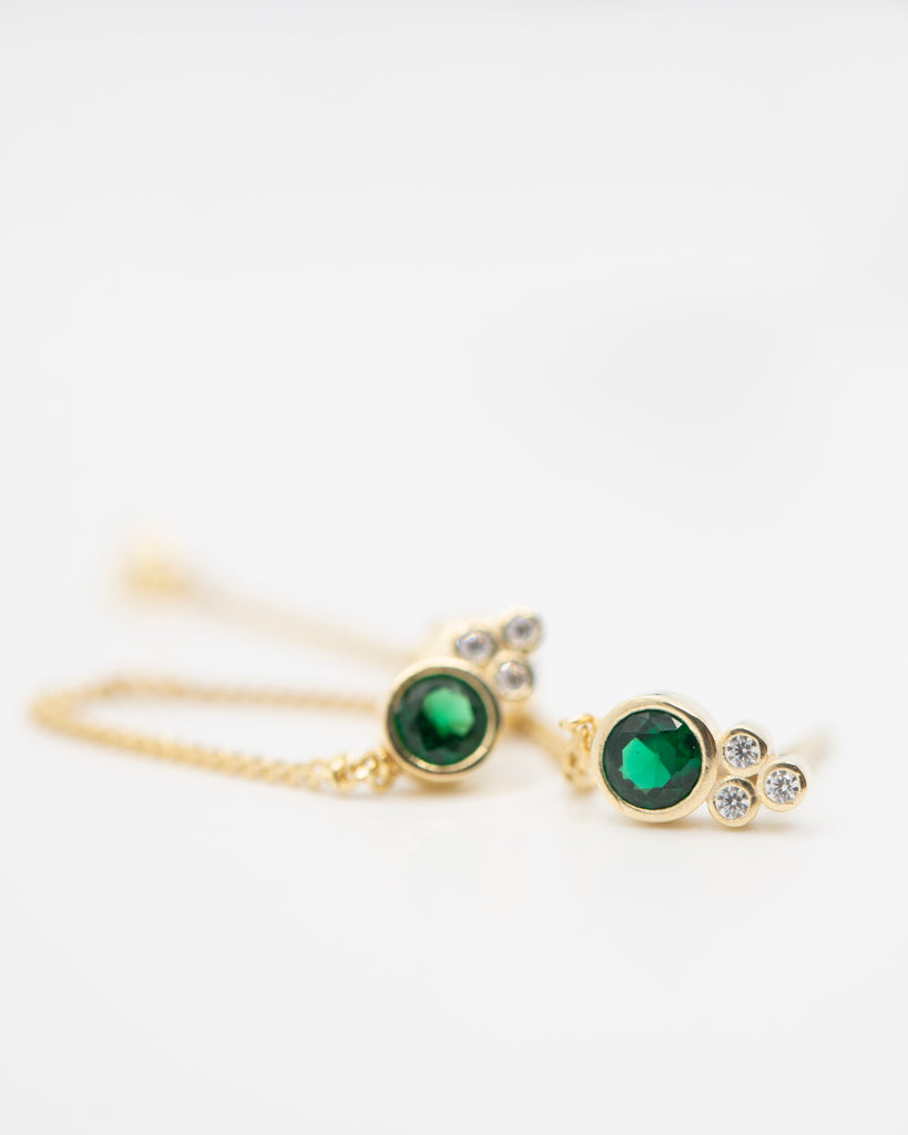 Elmina Chain Wrap Earrings | Multiple Colors Earrings Jewelry Design Group Emerald Green  
