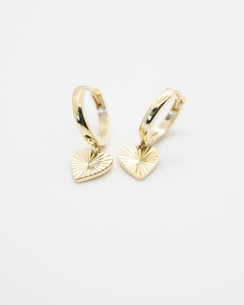 Textured Hearts Huggie Earrings Earrings Jewelry Design Group Gold  