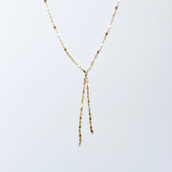 Double Strand Shimmer Coin Lariat Necklaces P&K Yellow gold  