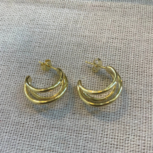 Triple Hoops Earrings P&K Yellow Gold  