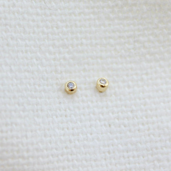 Teeny Tiny Bezel Stud Earrings Earrings P&K Yellow Gold  