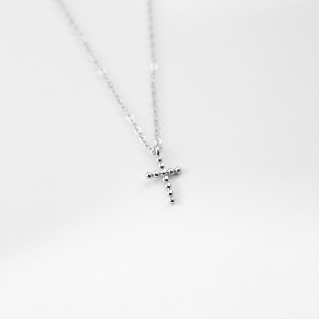 Beaded Cross Necklace Necklaces P&K Silver  