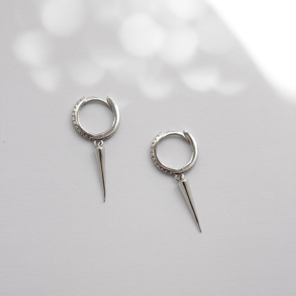 Spike Huggie Earrings | CZ Earrings P&K Silver  