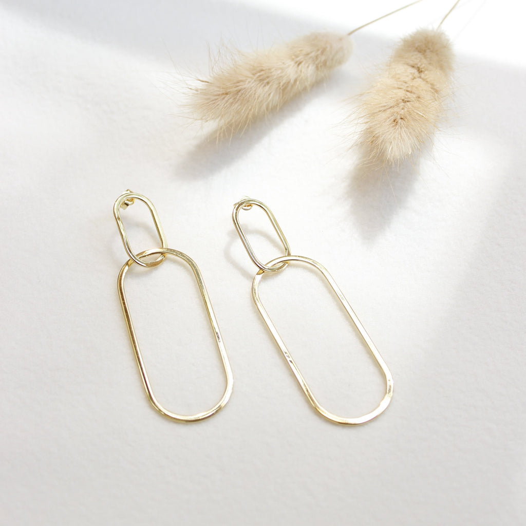 Large Double Link Oval Hoops Earrings She's Unique  Yellow gold  