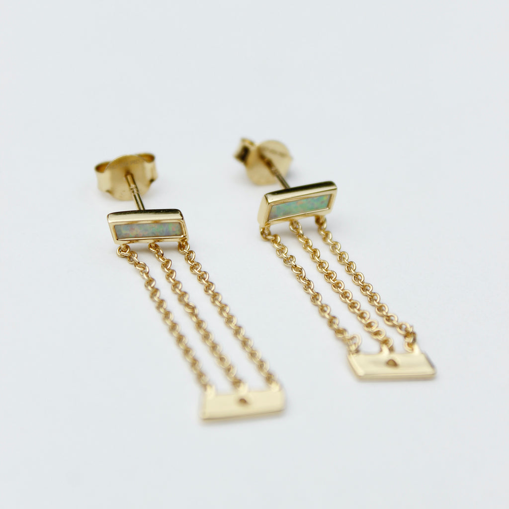 Taemin Opal Chain Drop Earrings Earrings Jewelry Design Group   