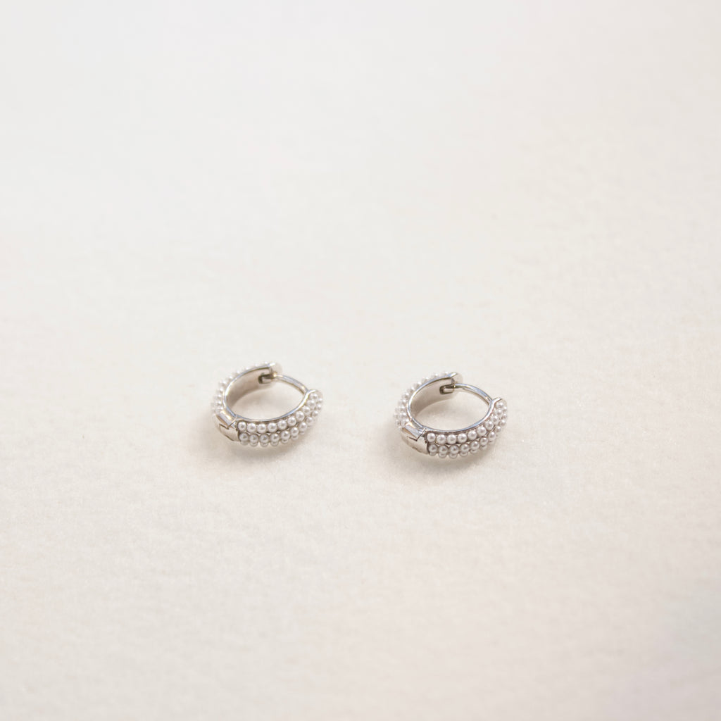 Seed Pearl Huggie Earrings Earrings P&K Silver  