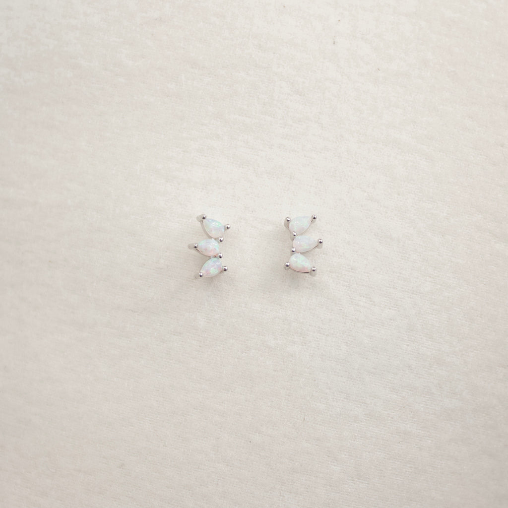 Opal Fan Stud Earrings Earrings Jewelry Design Group Silver  