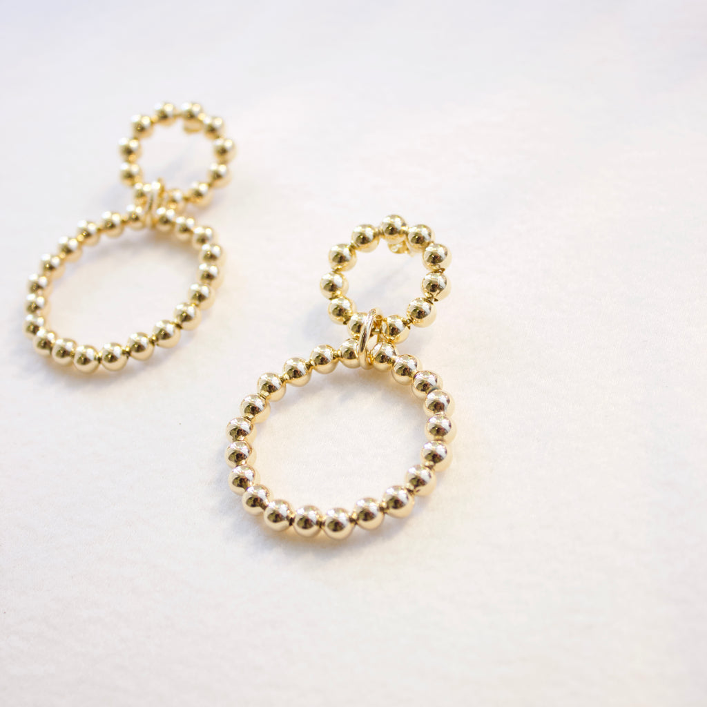 Beaded Double Hoop Earrings | Goldfill Earrings P&K   