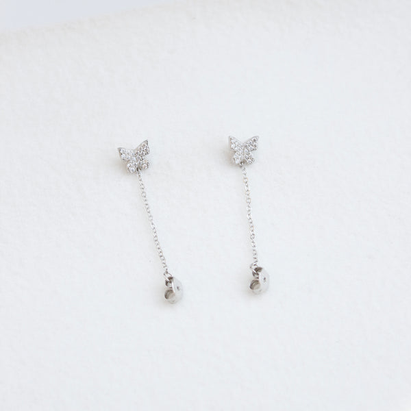Butterfly Chain Stud Earrings Earrings P&K Silver  