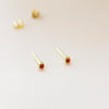 Small Bezel Stud Earrings Earrings Jewelry Design Group Gold/Ruby Red  