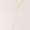 Dainty Pearl Partitioned Lariat Necklaces P&K Yellow Gold  