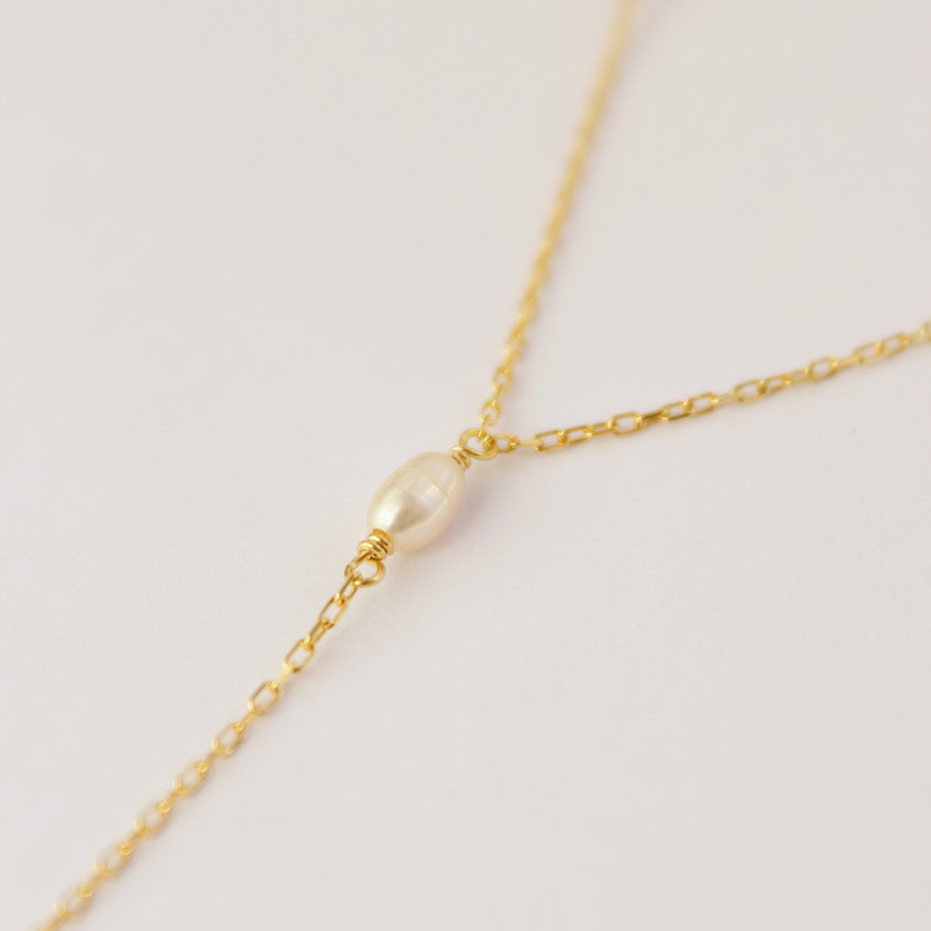 Dainty Pearl Partitioned Lariat Necklaces P&K   