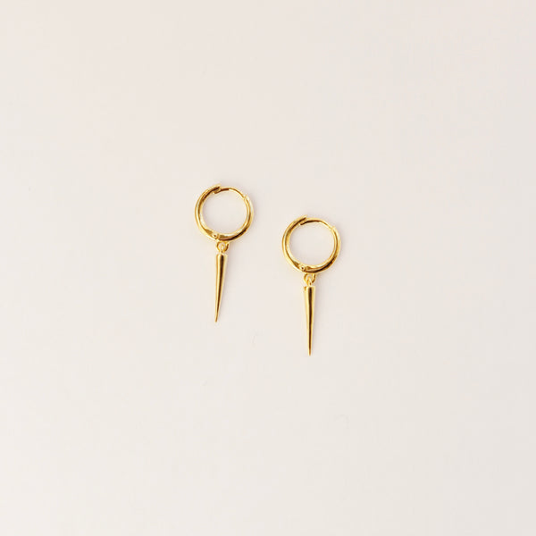 Thin Spike Huggie Earrings Earrings Jewelry Design Group Yellow Gold  