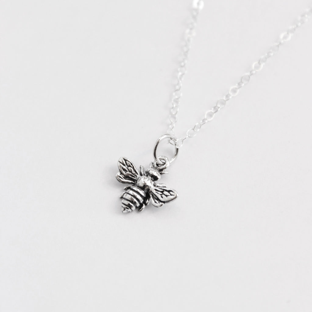 Small Bee Charm Necklace | Silver Necklaces Katie Waltman Jewelry   