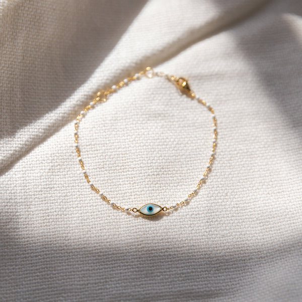 Amara Eye Bracelet | Enamel Bracelets Jewelry Design Group Gold/White  