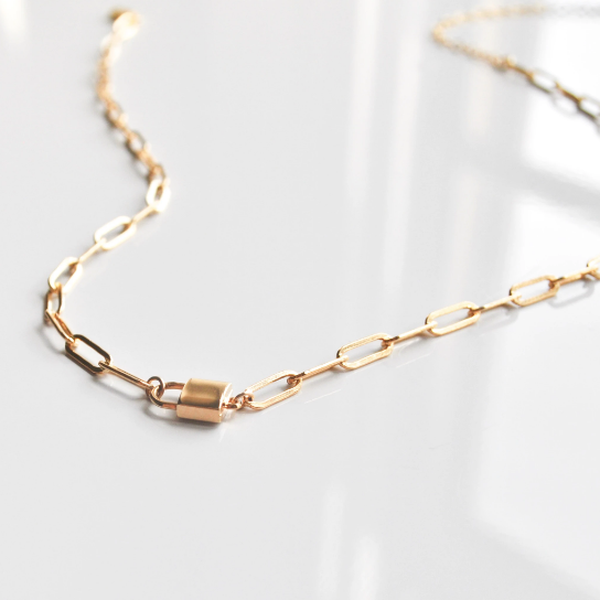 Jessa Lock Necklace Necklaces THATCH Gold  
