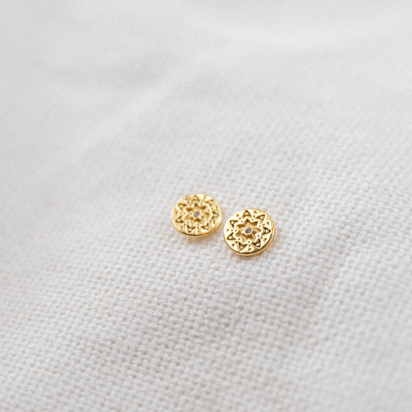 Willow Star Medallion Earrings Earrings P&K Yellow Gold  