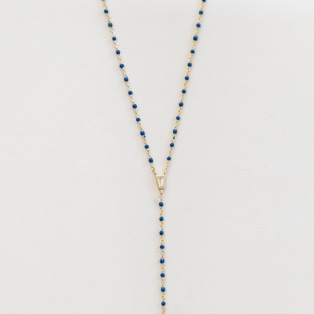 Ellie Lariat Necklace | Enamel Necklaces P&K Gold/Navy  