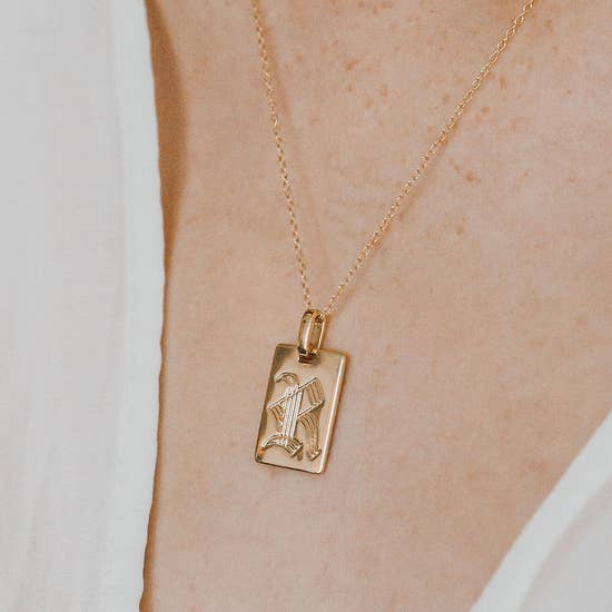 Old English Initial Pendant Necklaces Mod + Jo K  