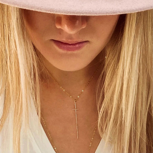 Modern Cross Necklace | Goldfill Necklaces Bonnie Boardman Jewelry   