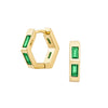 Ari Inlay Hexagon Huggies Earrings Mod + Jo Emerald  