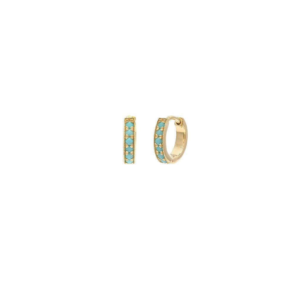 Turquoise Pave Huggies | 10mm Earrings Leah Alexandra   