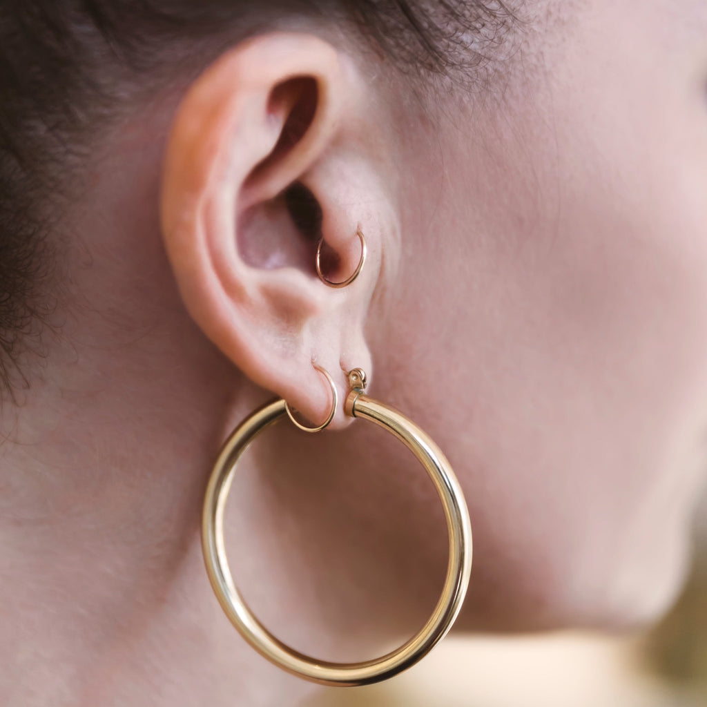 Tiny Gold Hoop Earring | 14K | Single Earrings P&K   